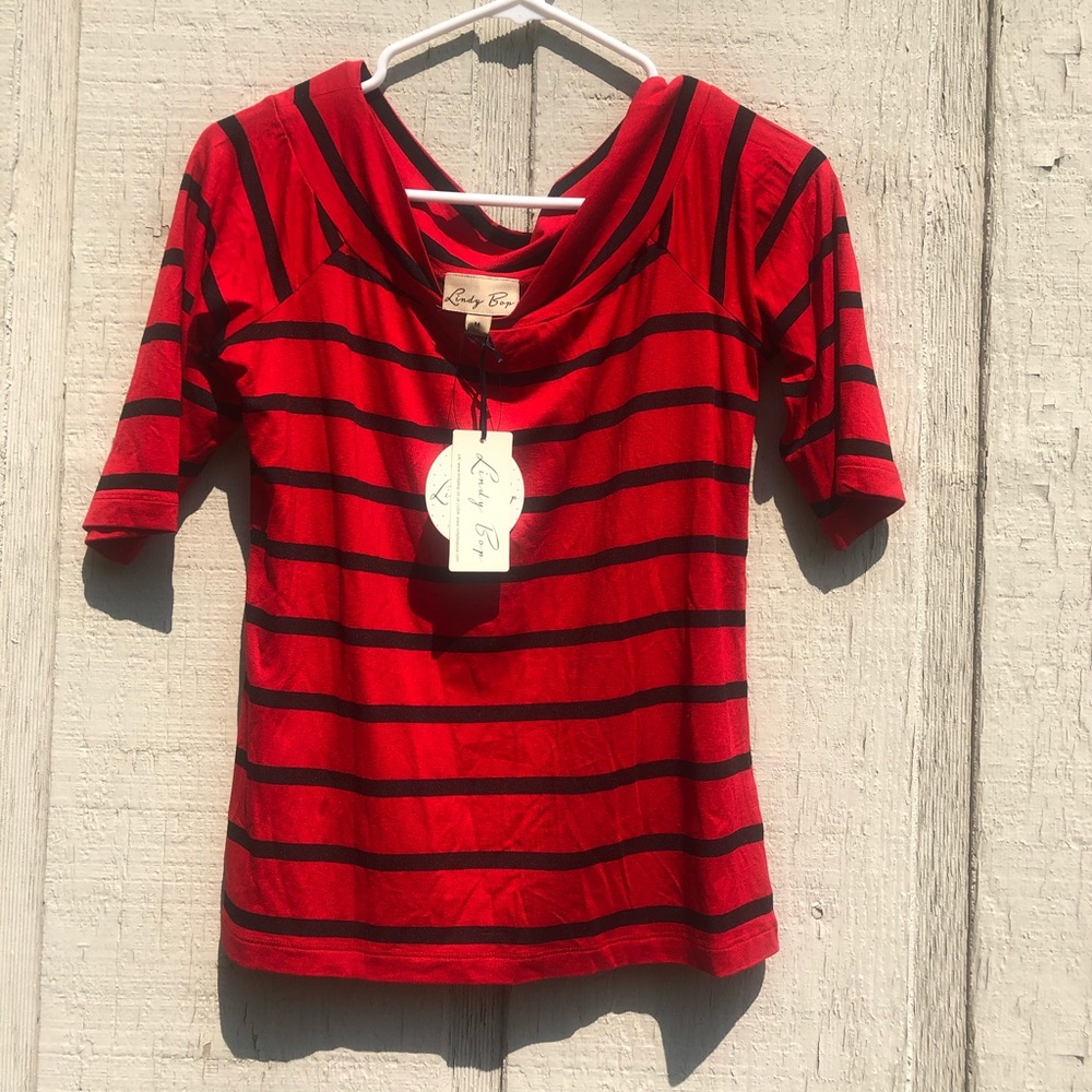 Lindy Bop stripped boat neck top! Size L